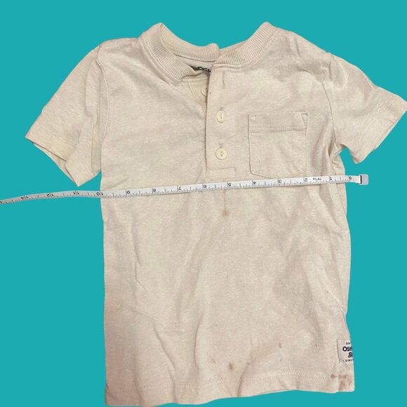 OshKosh B’gosh Toddler Boys Beige Henley Short Sleeve Tee (Size 2T) - Picture 4 of 7